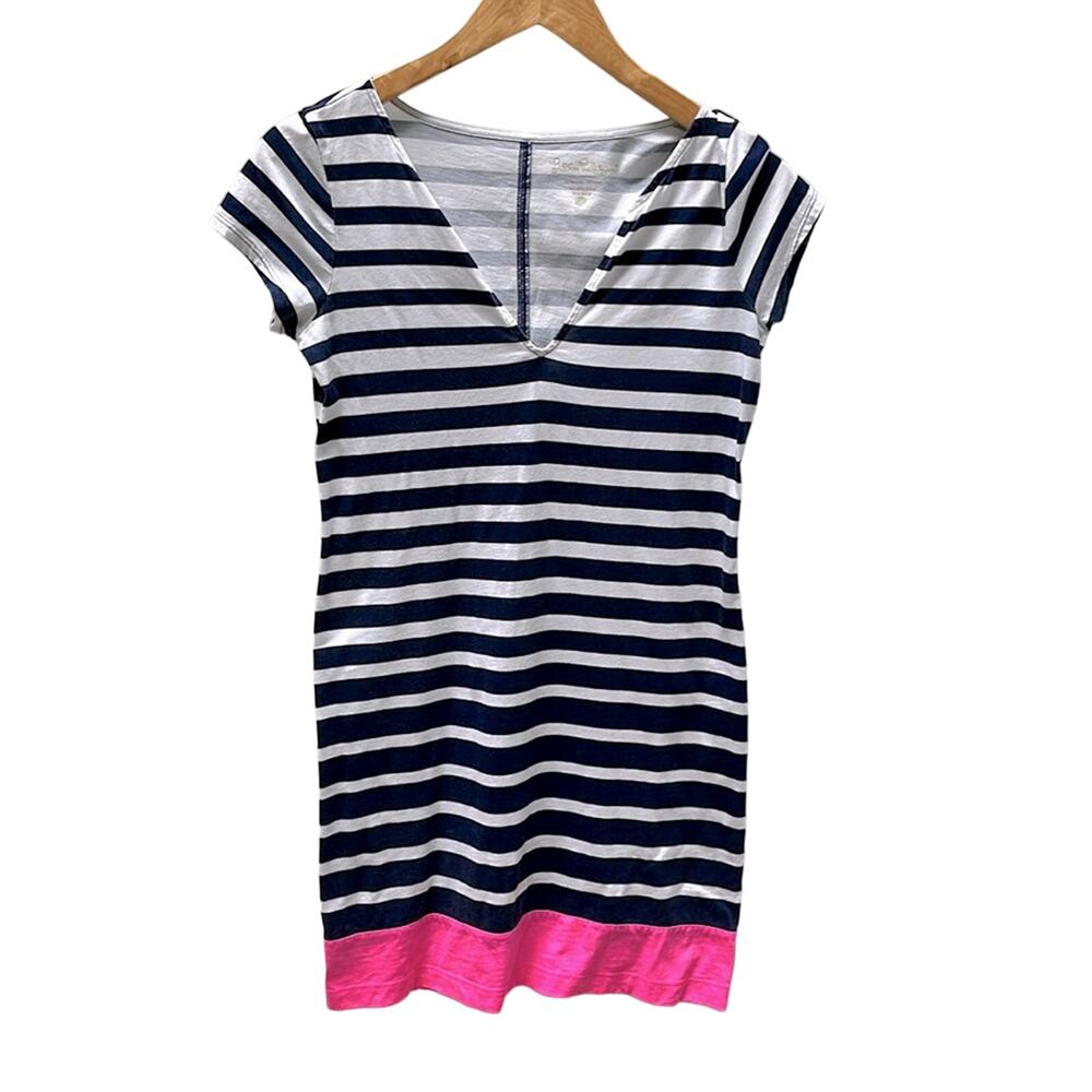 Lilly Navy & White Dress with Pink Trim Size XS